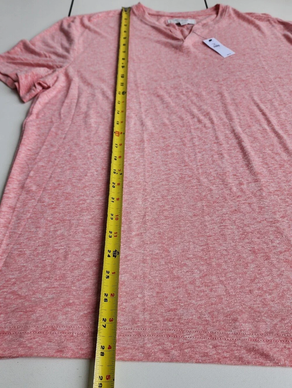 NWT Banana Republic Linen Blend Men's T-Shirt Short Sleeve Peach Pink Notch L